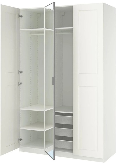 Ikea Beyaz Şık Kapaklı Gardırop Beyaz-aynalı Cam