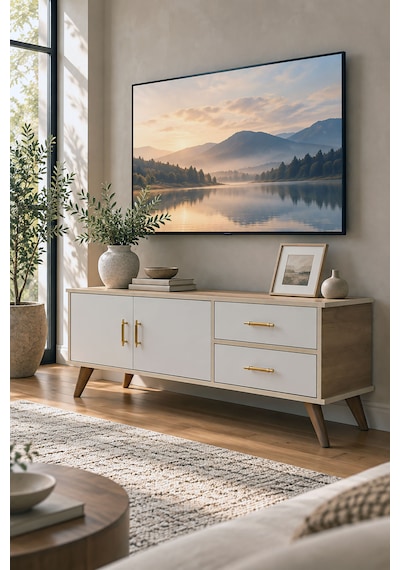Ephesus Tv Ünitesi 150 X 60 X 40 Cm - Meşe Beyaz - Meşe