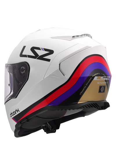 Ls2 Storm 2 Stark Kapalı Motosiklet Kaskı Beyaz Kırmızı Mavi