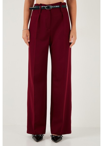 Lela Wide Leg Yüksek Bel Geniş Paça Palazzo Bayan Pantolon 65271262 Bordo