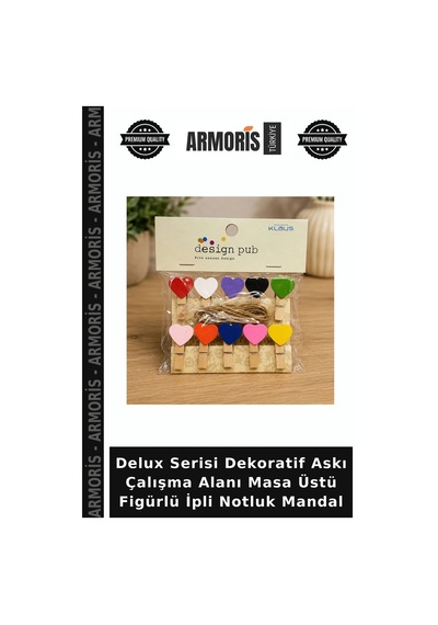 Delux Serisi Dekoratif Askı Çalışma Alanı Masa Üstü Figürlü İpli Notluk Mandal Tek Ebat