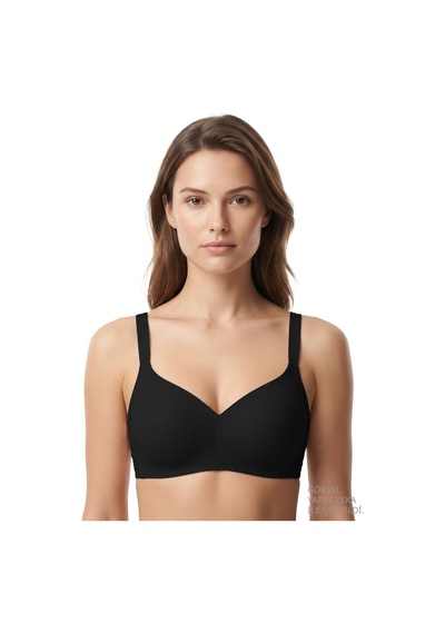 Cottonill Seamless Bra - Valora Siyah Lazer Kesim Balensiz Kadın Sütyen