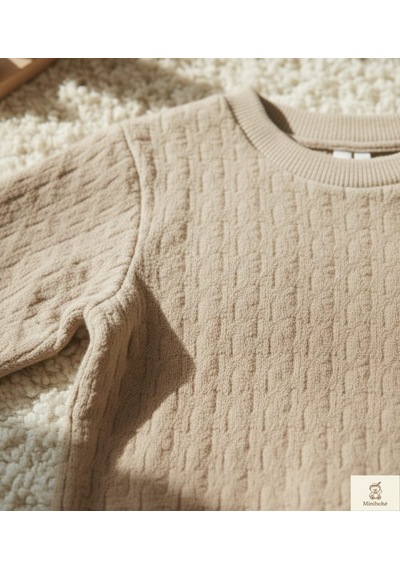 Nanica Kids Minibohe Çocuk Jakarlı Sweatshirt Bej Bej