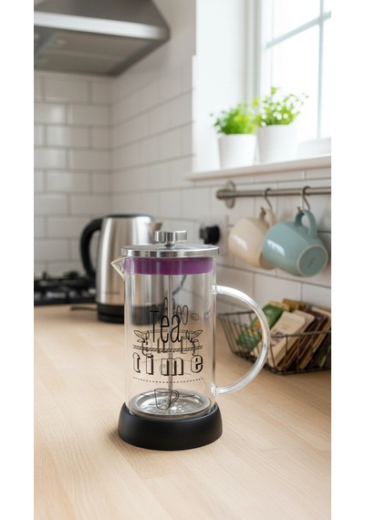 French Press - Filtre Kahve Ve Bitki Çayı Demliği 600 Ml Siyah Çok Renkli