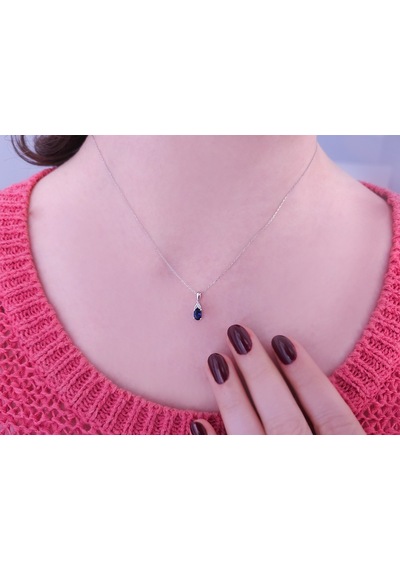 Sirius Oval Safir Taşlı Pırlanta Kolye 0804P0053
