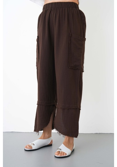 The Voler %100 Pamuk Müslin Şalvar Pantolon Kadın Yüksek Bel Oversize Rahat Kesim Cepli Siyah Yazlık Pantolon Kahverengi The Voler %100 Pamuk Müslin Şalvar Pantolon Kadın Yüksek Bel Oversize Rahat Kesim Cepli Siyah Yazlık Pantolon Kahverengi