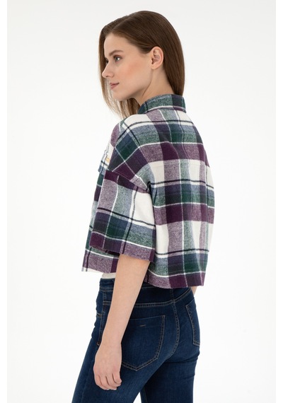 U.s. Polo Assn. Kadın Menekşe Gömlek Desenli 50289839-vr037 Menekşe