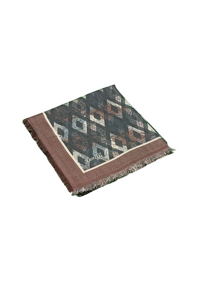 Mim Eşarp Ebruli Kışlık Desenli Eşarp 95x95 Cm Kiremit - Antrasit