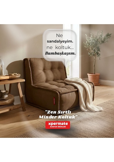 Xpermate Zen Sırtlı Minder İskandinav Tarzı Minder 80x60 Kahveren