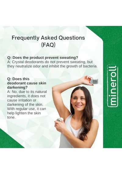 Doğal Kristal Deodorant - Vegan, Kokusuz, 24 Saat Koruma, Kadın Ve Erkeler İçin - Alum Taş, Mineral Tuz, Roll-on, 7