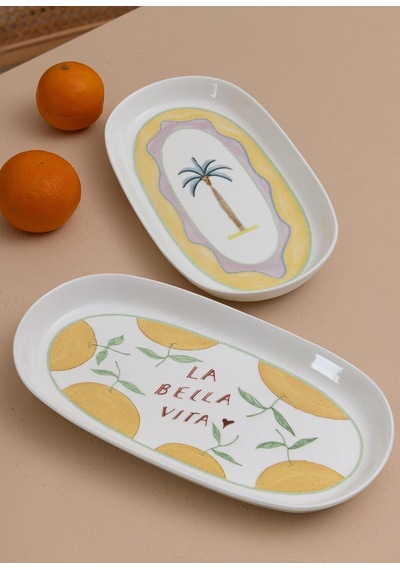 Marka Italian Summer Oval Servis Tabağı 2li 23 Cm Çok Renkli