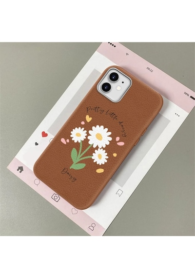 İphone 11 Uyumlu Kahverengi Dokulu Silikon Kamerayı Korur Şok Emici Kılıf 3