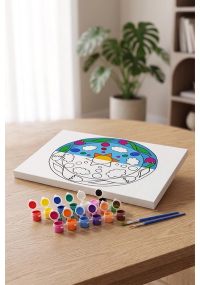 Paskalya Yumurtası Desenli Mandala Ahşap Boyama Seti 40x50 Cm