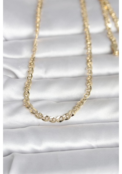 Cm 14k Gold Renk Yassı Oval Zincirli Model 60 Cm Kadın Kolye - Altın