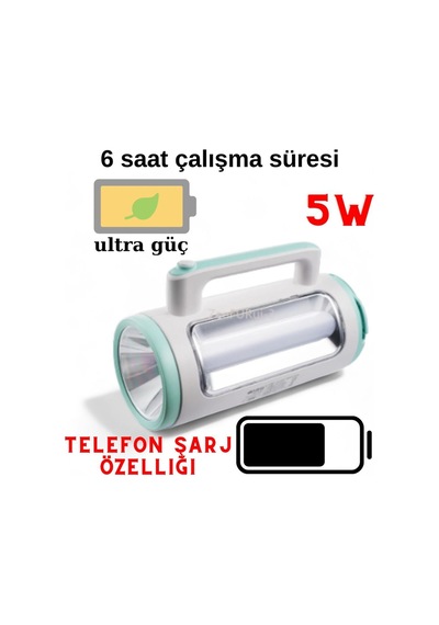 Ultra Güçlü Telefon Şarj Özellikli Hem El Feneri Hem Işıldak Uzun Mesafeli Fener