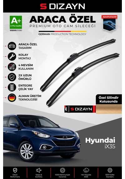 S-dizayn Hyundai İx35 Ön Cam Silecek Seti 2010-2015 Premium Araca Özel 60-40 Cm A+ Kalite
