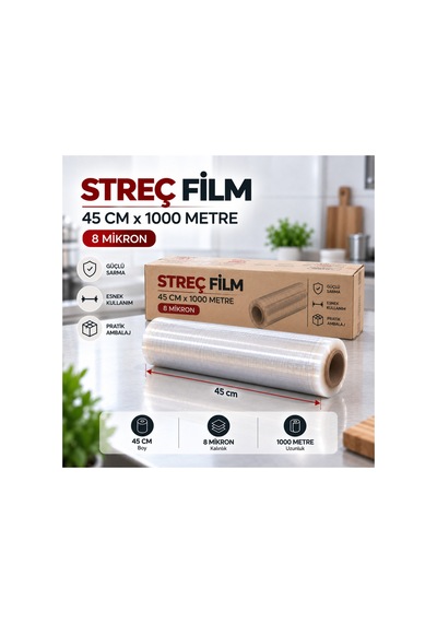 Streç Film 45 Cm X 1000 Metre 8 Mikron - 921053672