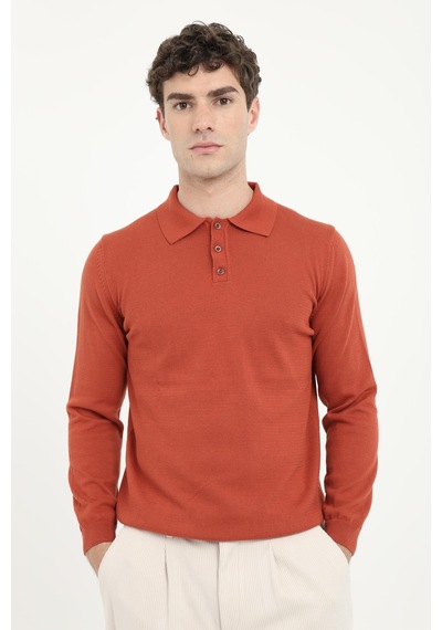 Dufy Erkek Regular Fit Polo Yaka Kiremit Triko-19503