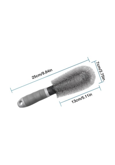 Gri Oto Jant Temizleme Fırçası Ergonomik Saplı, Lastik Ve Jant Detay Temizliği İçin Güçlü Kıllı Fırça