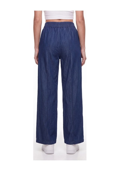 CEMO Kadın Yüksek Bel Dikiş Detaylı Straight Fit Jean Pantolon Mavi