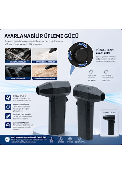 X6 Jet Turbo Fan 130.000 Rpm 52 M/s Güçlü Hava Akışı Ultra Güçlü Hava Üfleyici 1