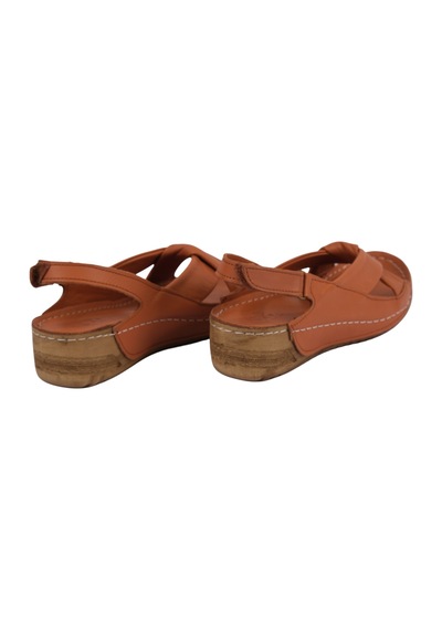 Napa Shoes Hakiki Deri Arka Bantlı Çapraz Rahat Taban Kadın Sandalet Napa-224 Taba