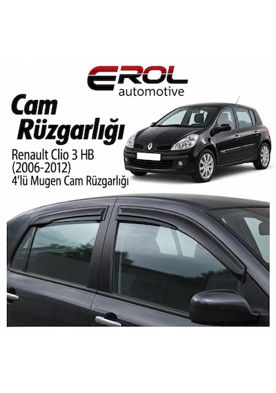 Renault Clio 3 2006-2012 4'lü Hb Mugen Cam Rüzgarlığı Siyah