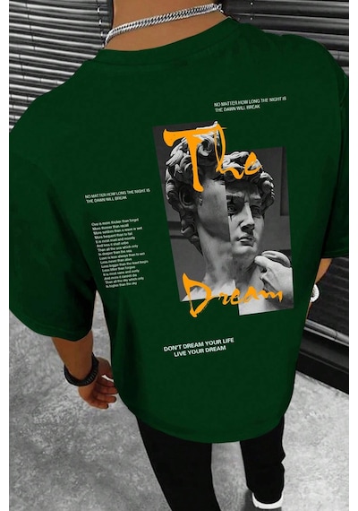 Unisex The Dream Baskılı Tasarım Tshirt Yeşil