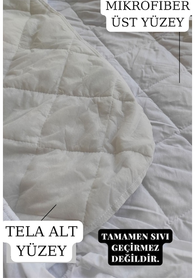 Ely Parker Sessiz Alez Yatak Koruyucu Kapitoneli Fitted Mikrofiber Fitted Çift Kişilik Tek Kişilik Bebek Alezi ELYPRKR00580 Beyaz