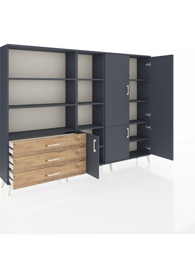 Arges Dolap 11 Raflı 3 Çekmeceli 5 Kapaklı 220x30x163 Antrasit-an Antrasit-antrasit/çam Arges Dolap 11 Raflı 3 Çekmeceli 5 Kapaklı 220x30x163 Antrasit-an Antrasit-antrasit/çam