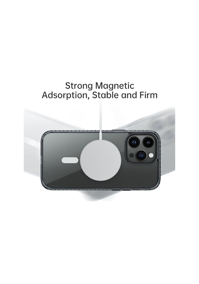 Rock Apple Uyumlu iPhone 14 Pro Max Shield Serisi Magsafe Antishock Kılıf Şeffaf Siyah Siyah