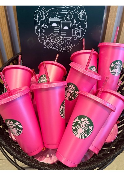 Starbucks Çok Kullanımlık Plastik Bardak, Pipetli 709 Ml 366264074 Pembe