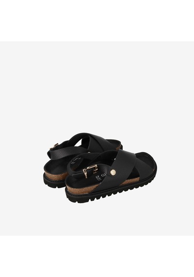 Terlik Kadın G106772 Genuins Melen Embossed Leather Black siyah