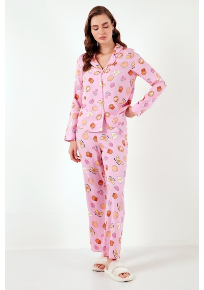 Lela Reguar Fit Yumuşak Dokulu Bayan Pijama Takımı 611Pt288Y Pembe