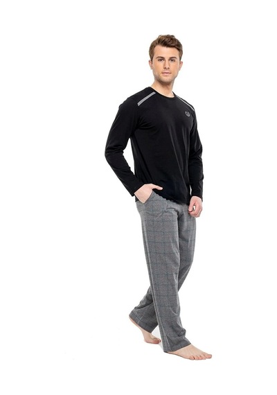 Mod Collection Pamuklu Sıfır Yaka Kareli Erkek Pijama Takım 001