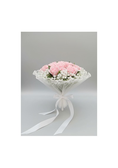 Pembe Gül Gelin Buketi Beyaz Cipso Çiçekli Romantik Nikah & Düğün Buketi - 862602107 Diğer