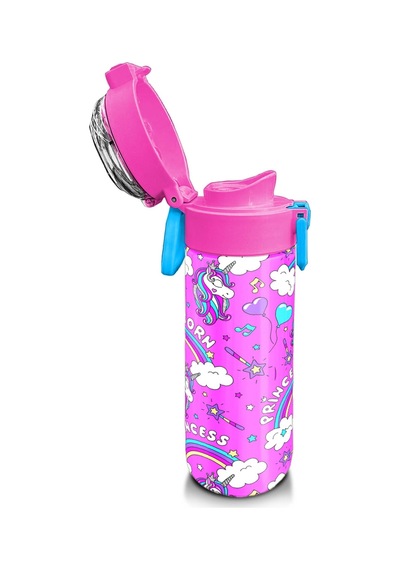 Coral High Kids Mor Açık Pembe Unicorn Desenli Pipetli Ve Direkt İçim Çelik Termos 500 Ml 31978 Açık Pembe - Pembe