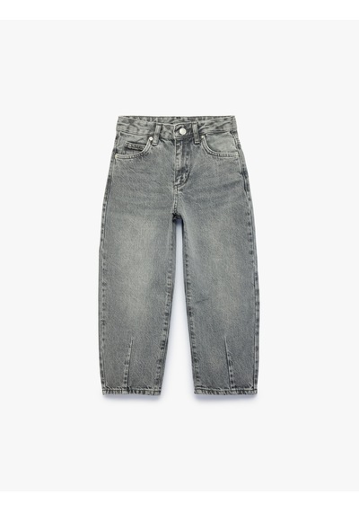 Koton Pamuklu Loose Fit Denim Pantolon Gri 7wkg40025ad