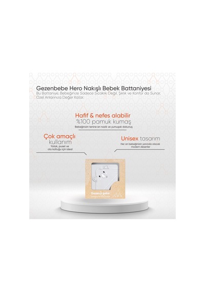 Gezenbebe Hero Nakışlı Bebek Battaniyesi Mavi