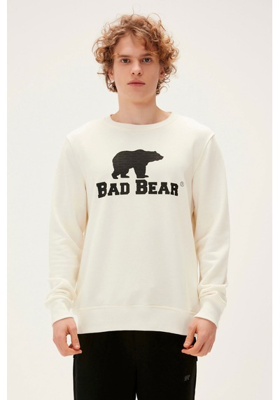 Bad Bear Logo Crewneck Erkek Ekru Sweatshirt 22.02.12.007-c108 001