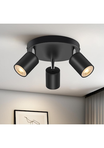 Mylights Üçlü 30 Cm Led Avize Led Spot Gün Işığı Ampullü Siyah