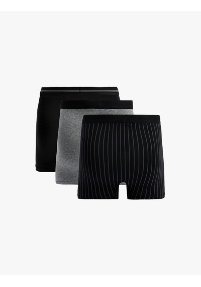 Koton Pamuklu Desenli 3'lü Boxer Seti Siyah Çizgili 6wlm90069mk Siyah Çizgili