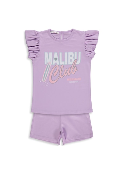 Civil Girls Malibu Baskılı Şortlu 6-9 Yaş Takım - Lila
