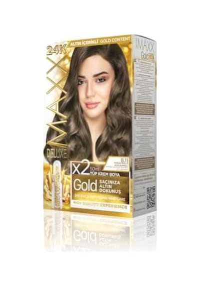 Serisi 24k Altın Parçacıklı Serum İle 1 Kutu 2 X 50 Ml Ve Geliştiriciler Saç Boyası Yoğun Küllü Açık Kumral 8.11