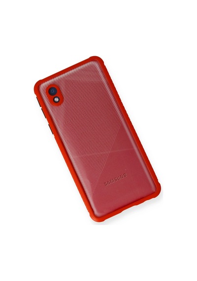 Newface - 915 - Samsung Galaxy Uyumlu A01 Core Kılıf Miami Şeffaf Silikon - Csmo-tex - - Kırmızı