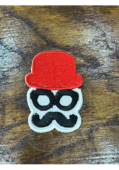 Ütü İle Yapışan Bıyıklı Adam Arma Dikiş Aplike 6x4 Cm