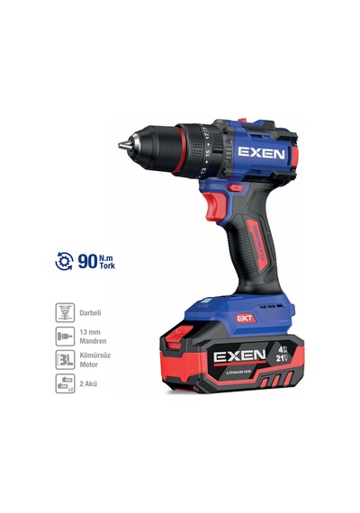 Exen EN 294 DS 21V 4AH 90 NM Kömürsüz Darbeli Şarjlı Matkap