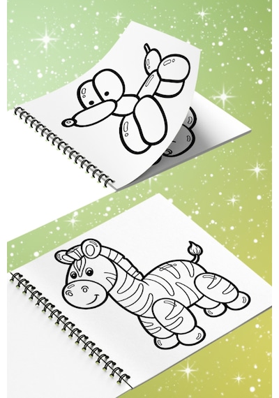 Cute Balloon Animals Bold And Easy 20x20 Cm Büyük Boyama Kitabı, Çocuklar Ve Yetişkinlere