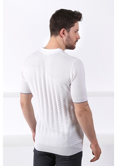 Ferraro Beyaz Polo Yaka Fermuarlı Erkek Pamuk Triko T-Shirt-Beyaz (417942103) Beyaz