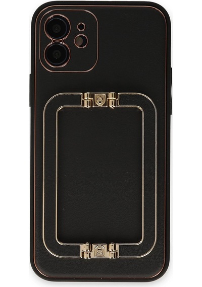 Gld-spt- Newface Apple Uyumlu iPhone 12 Kılıf Coco Elit Kapak - Siyah